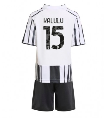 Juventus Pierre Kalulu #15 Replik Heimtrikot Kinder 2025-26 Kurzarm (+ Kurze Hosen)